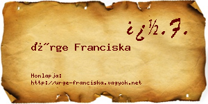 Ürge Franciska névjegykártya